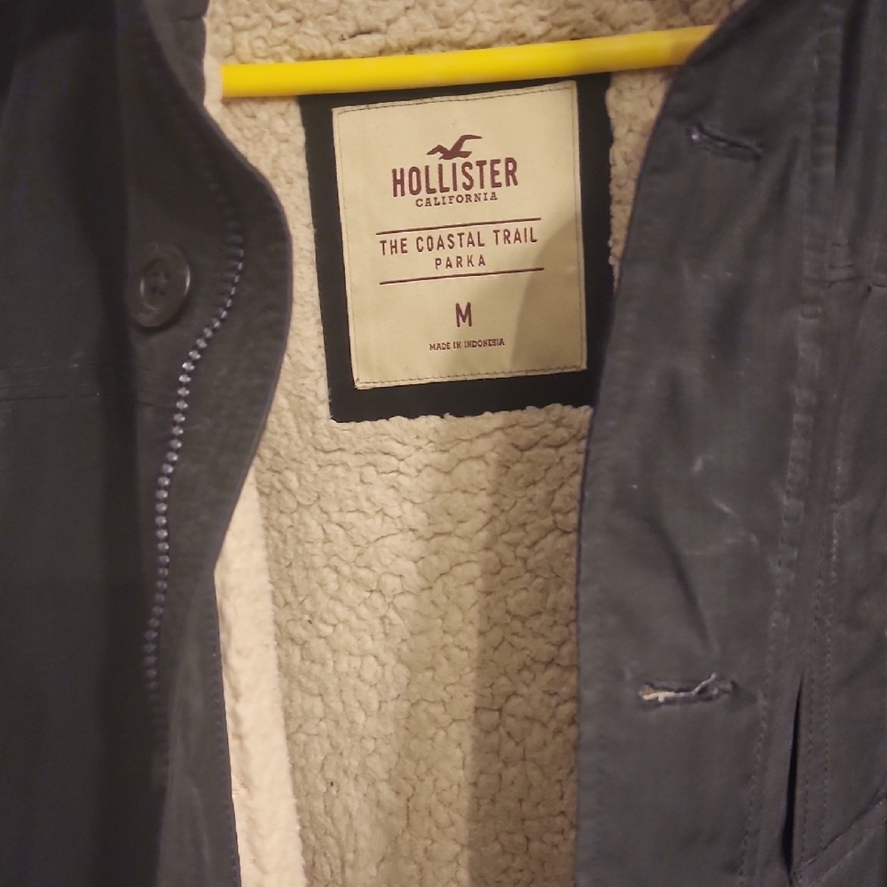Hollister Black Military Field Jacket with Sherpa Lining